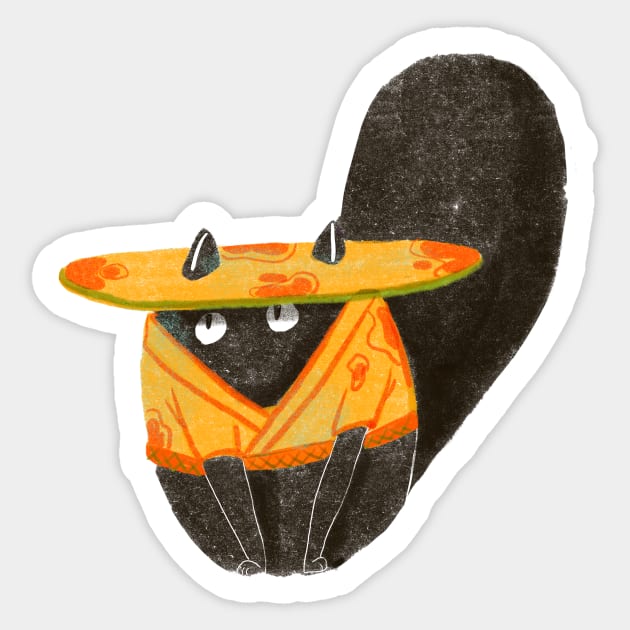 Kung fu Cat Sticker by Simiaoart